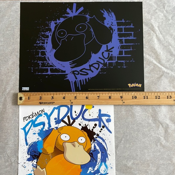 Pokemon Psyduck Ninetendo Full Art Posters Set of 2 8x11 in protective sleeve - Picture 7 of 12